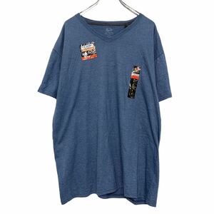FRUIT OF THE LOOM Ｖネック 半袖 Tシャツ L ブルー系 フルーツオブザルーム 無地 フラッシャー付き 古着卸 アメリカ仕入 a504-5847
