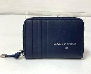 4470T【本物保証】 BALLY レザー コインケース ネイビー カード収納付き