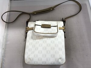 【LOEWE】ロエベ　ショルダーバッグ　ホワイト×ゴールド　ロゴ柄　レザー　SY02-H6S