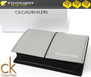 3164●カルバンクライン ck Calvin Klein●新品　エンボスレザー　コインケース カードケース　グレー　定価9900円