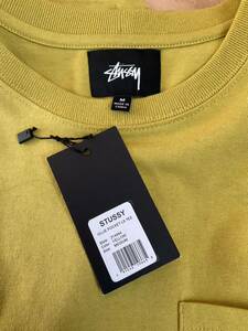 試着のみ Mサイズ　Stussy ポケット付き　ロングスリーブ　黄色　LS ロンT 定価8800円　ステューシー