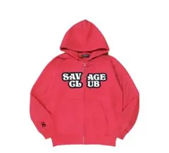 超希少　SAVAGE CLUB zip hoodie 赤　L  期間限定値下げ中