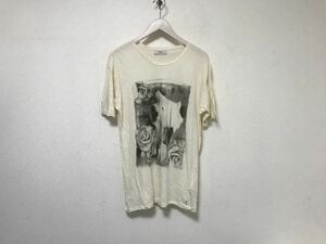 本物ディーゼルDIESELコットンガーゼプリント半袖TシャツメンズアメカジサーフミリタリースーツXSインド製クリーム