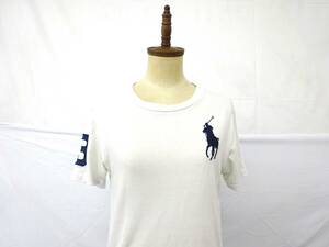 POLO RALPH LAUREN　ポロ ラルフローレン　半袖Tシャツ　胸ロゴマーク　ワンポイント　丸首　ホワイト　S　夏　レディース　Y-644あ