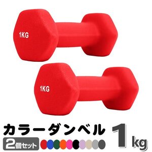 未使用 ダンベル 1kg 2個セットカラーダンベル 鉄アレイ ダンベル コンパクト おしゃれ かわいい カラフルダンベル エクササイズ 筋トレ