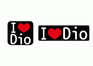 ワンポイントに HONDA ディオ ステッカー『I Love Dio』2枚セット 黒 エンブレム デカール かわいい ホンダ