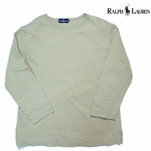 【レディースL】Polo Ralph Lauren Uネック 長袖 カットソー ベージュ /ポロラルフローレン オーバーサイズ SAND BEIGE