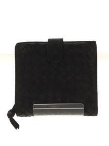 BOTTEGA VENETA◆イントレチャート/2つ折り財布/レザー/BLK/メンズ