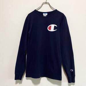 アメリカ古着　champion　チャンピオン　長袖　Tシャツ　ロンT　ロゴプリント　クルーネック　Sサイズ　【I780】