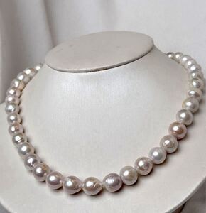 本真珠ネックレス10mm 39+5cm パールネックレス　 大珠 necklace pearl