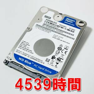 【HDD 500GB】WD Blue 2.5インチ 7ｍｍ ハードディスク 使用時間4539時間　[VCCP500HD038]