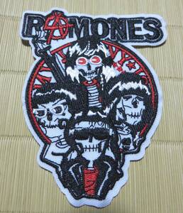 ４MEN髑髏◆新品　ラモーンズRamonesアメリカ　ニューヨーク　パンク・ロックバンド ドクロ　刺繍ワッペン◎USミュージック 音楽 ◇激シブ