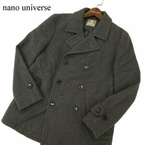 nano universe ナノユニバース 秋冬 メルトン ウール 中綿★ Pコート ジャケット Sz.M　メンズ グレー　C3T10025_B#N