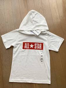 新品 コンバース converse 半袖 フロッキー プリントTシャツ 130 パーカーTシャツ フード付 白