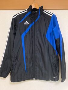 中古ウィンドブレーカー（M）adidas CLIMA365 黒にブルーの切り替え　 アディダス　 ジップアップジャケット