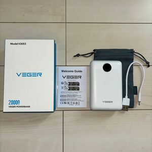 VEGERモバイルバッテリー 軽量 小型 モバイル・バッテリー20000mAh 急速充電 PD Type-C 22.5W 大容量 薄型 3ポートPSE認証済LED