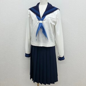 U1382/T518(中古)栃木県 厚崎中学校 女子制服3点 /合服セーラー:170B/冬スカート:W66/スカーフ/青3本/長袖/夏服/中間服/MICHELKLEIN/卒業生