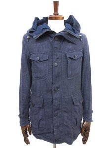 超美品【エンポリオアルマーニ】MATT LINE J1B500 J1221 リネンデニム調 フード付きブルゾン (メンズ) size46 ネイビー系 □17MB3833□