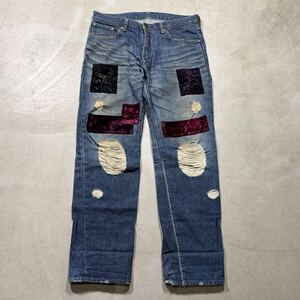 Number (N)ine 2003SS/AW Archive Velvet Patch Denim Pants rare 00s ナンバーナイン カート期 アーカイブ ベロアパッチ デニム パンツ