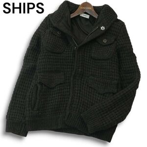 SHIPS シップス 秋冬 ウール100%★ フード収納 ニット ブルゾン ジャケット Sz.L メンズ　A4T13053_C#N