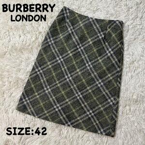 バーバリーロンドン　スカート　ノバチェック　ウール　42サイズ　BURBERRYLONDON