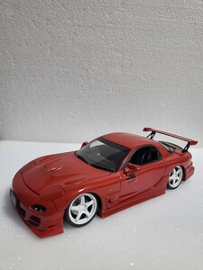 絶版ミニカー 1/24 ホットワークス FD3S RX-7 MAZDA RX-7 HOT WORKS MAZDA SPEEDエアロモデル 赤色 現状品