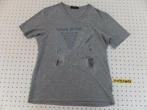 BOYCOTT ボイコット メンズ Vネック プリント 半袖Tシャツ 3 杢グレー