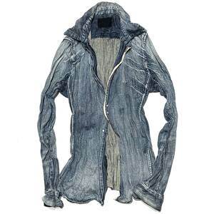 定価5万 junhashimoto WRINKLE HOOK DENIM SHIRT 2 ジュンハシモト リンクルホックデニムシャツ akm wjk 1piu ブルゾン