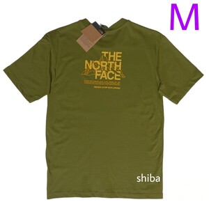 THE NORTH FACE ノースフェイス tシャツ 半袖 マウンテン スケッチ カーキ 緑 イエロー オレンジ 海外Mサイズ