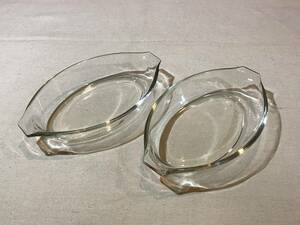 Ａ3057●PYREX/パイレックス 耐熱ガラス皿 グラタン皿 2枚セット MADE IN JAPAN IWAKI GLASS 約19.3×11.5×ｈ3.5㎝ スレキズあり 中古