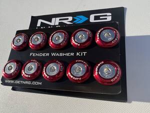 NRG カラーフェンダーワッシャー 赤（ナンバーボルト）M6 x1.0 10個SET USDM JDM FW100RD 正規輸入品 国内在庫 即納 