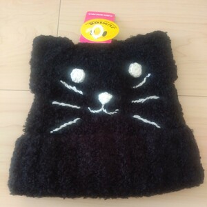 104/　新品タグ付き　キッズニットキャップ　黒猫