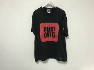 本物スワッガーswaggerコットンロゴプリント半袖Tシャツメンズサーフアメカジミリタリーストリートスケーター黒ブラック日本製 XL