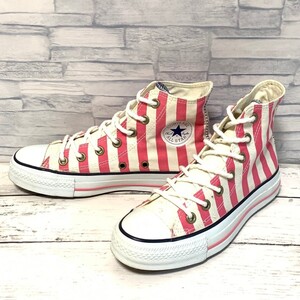 R7679bL CONVERSE コンバース ALL STAR オールスターMストライプHI ハイカットスニーカー キャンバス ホワイト×ピンク 23cm 1C999