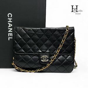 【美品】CHANEL シャネル　マトラッセ　ラムスキン　レザー　チェーン　ショルダーバッグ　ハンドバッグ　ブラック　黒　フォーマル　入学