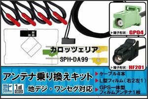 フィルムアンテナ ケーブル 地デジ ワンセグ フルセグ カロッツェリア carrozzeria 用 SPH-DA99 4本セット HF201 高感度 汎用 受信 ナビ