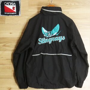 Y2K/O12.9-3　CANADA SPORTSWEAR　ジップアップジャケット　ウインドブレーカー　ポリエステル　ブルゾン　Stingrays　エイ　メンズ　S