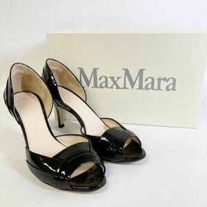 L248-145 マックスマーラ MAX MARA パンプス 黒 ブラック ヒール レディース 靴 箱付き