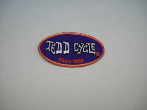 TEDD CYCLE　テッドサイクル　オーバル　ワッペン　クロスパッチ　刺繍　アイロン　小　7.7ｘ4ｃｍ　楕円　ハーレーパーツメーカー　V-TWIN