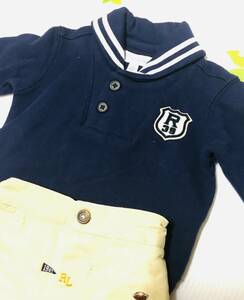 新品　RALPH LAUREN （ラルフローレン）ラグビーデザインセットアップ　トレーナー＆パンツ　セパレートＯＫ　サイズ3month　６０㎝