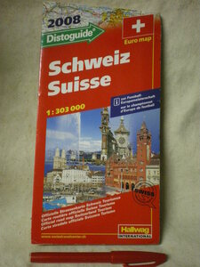 [英語・現地語　送料無料 地図・MAP]　マーカー引き目立ちます　Suisse　スイス国全図　縮尺　1：303000　主要都市図付き　2008版 