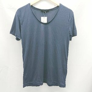 ◇ CAMBIO カンビオ 丸首 無地 ポリエステル混 インナー 半袖 Tシャツ サイズM ネイビー レディース メンズ E