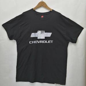 Hanes製　CHEVROLET　ボウタイ　プリント　Tシャツ L BLACK