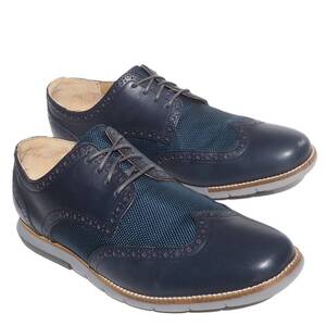 美品!! US 9 1/2 M /27.5㎝ COLEHAAN コールハーン 紺レザーx紺ナイロン ビジネスシューズ