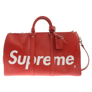 LOUIS VUITTON ルイヴィトン 17AW×Supreme Key Poll 45 M53419 シュプリーム エピキーポル45バンドリエール レザーボストンバッグ レッド