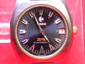 ♪■高級レア RADO ラドー ELECTROSONIC エレクトロソニック デート 音叉 ベルト純正 ジャンク