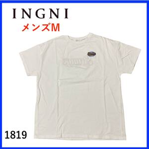 N1819*INGNI*イング*トップス*Tシャツ*バックプリント*メンズM*ホワイト*半袖シャツ