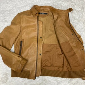 XS〜Sサイズ相当 バークタンネイジ BARK TANNAGE ラムレザー シングルライダースジャケット 羊革 革ジャン キャメル メンズ men