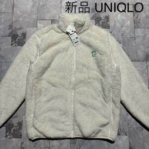 新品 UNIQLO ユニクロ ドラえもん 刺繍 ファーリーフリースジャケット ジップアップジャンパー ホワイト サイズM キャラクター 玉FS1401