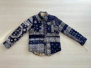 サイズ1 visvim ビズビム KERCHIEF DOWN JKT I.C.T. バンダナ パッチワーク シャツダウンジャケット ネイビー紺